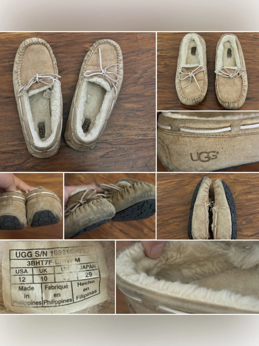 Men’s UGG‎ Dakota Moccasin Slippers Size 12 Tan Suede Shearling Lined Loafers